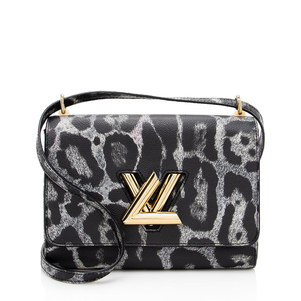Louis Vuitton Coated Canvas Wild Animal Print Twist MM Shoulder Bag (SHF-18716)