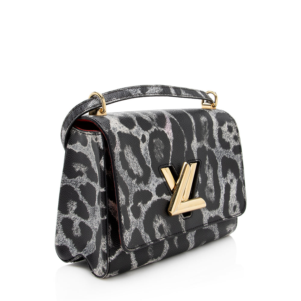 Louis Vuitton Coated Canvas Wild Animal Print Twist MM Shoulder Bag (SHF-18716)