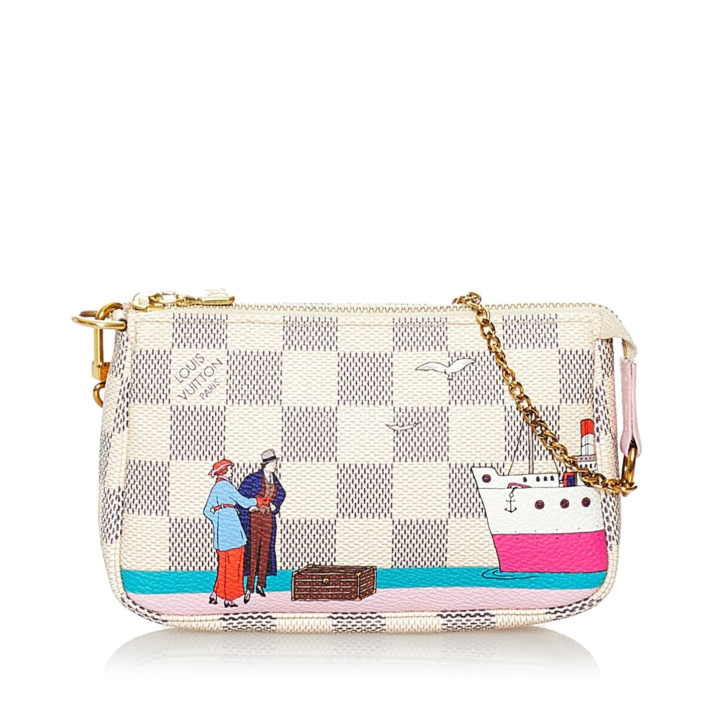 Louis Vuitton Damier Azur Pochette Accessories Illustre Transatlantic (SHG-37819)
