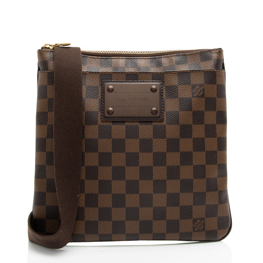 Louis Vuitton Damier Ebene Brooklyn Pochette Plate Flat Messenger (SHF-Gr10sB)