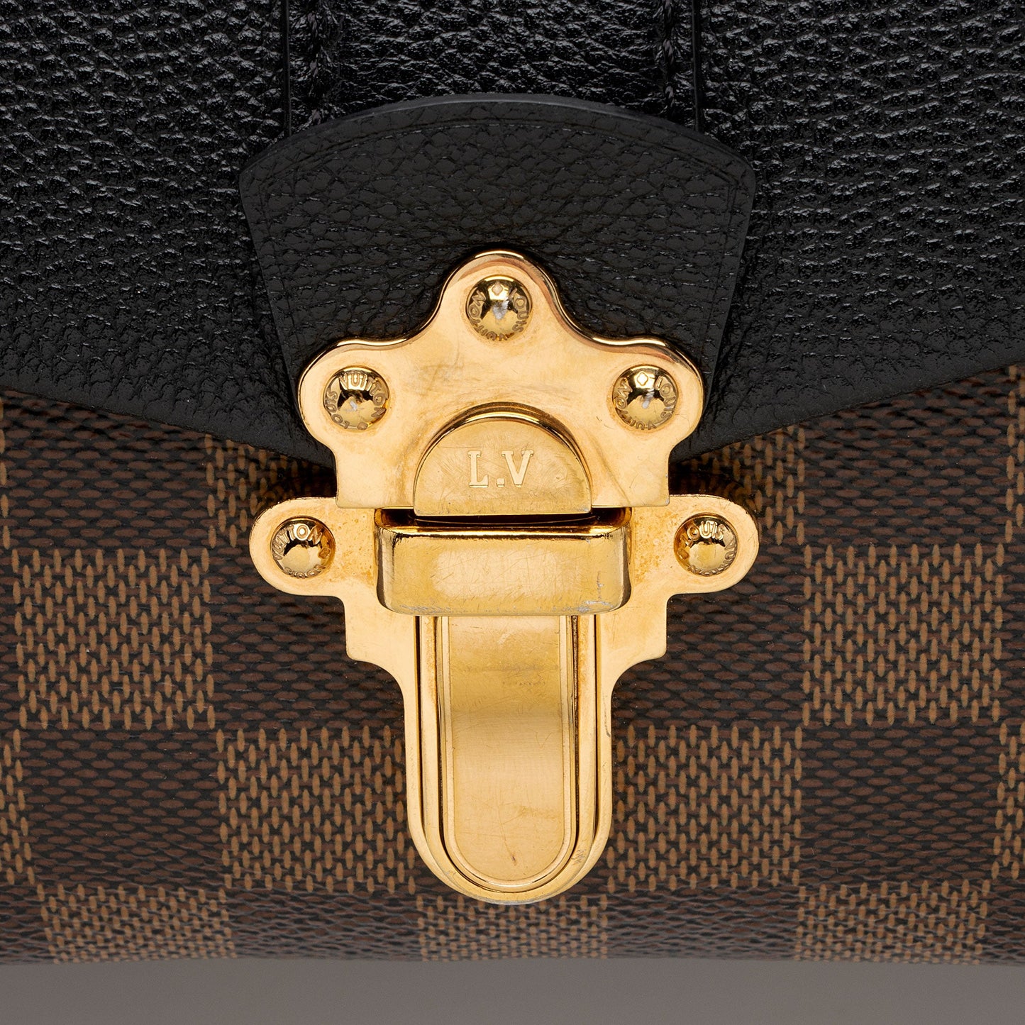 Louis Vuitton Damier Ebene Calfskin Clapton PM Shoulder Bag (SHF-1qRtRy)