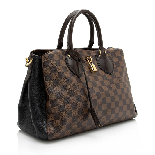 Louis Vuitton Damier Ebene Cuir Taurillon Normandy Satchel (SHF-23318)