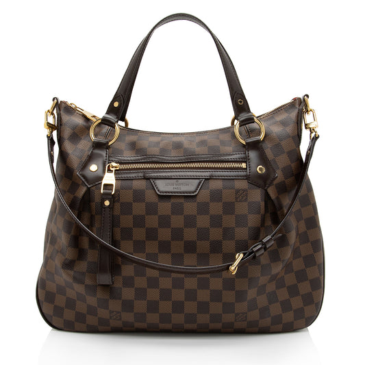 Louis Vuitton Damier Ebene Evora MM Shoulder Bag (SHF-wDevBc)