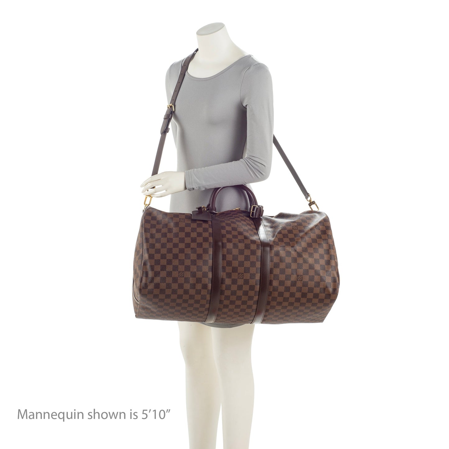 Louis Vuitton Damier Ebene Keepall Bandouliere 55 Duffle Bag (SHF-23762)