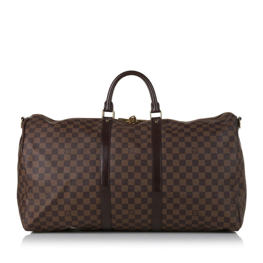 Louis Vuitton Damier Ebene Keepall Bandouliere 55 (SHG-35465)