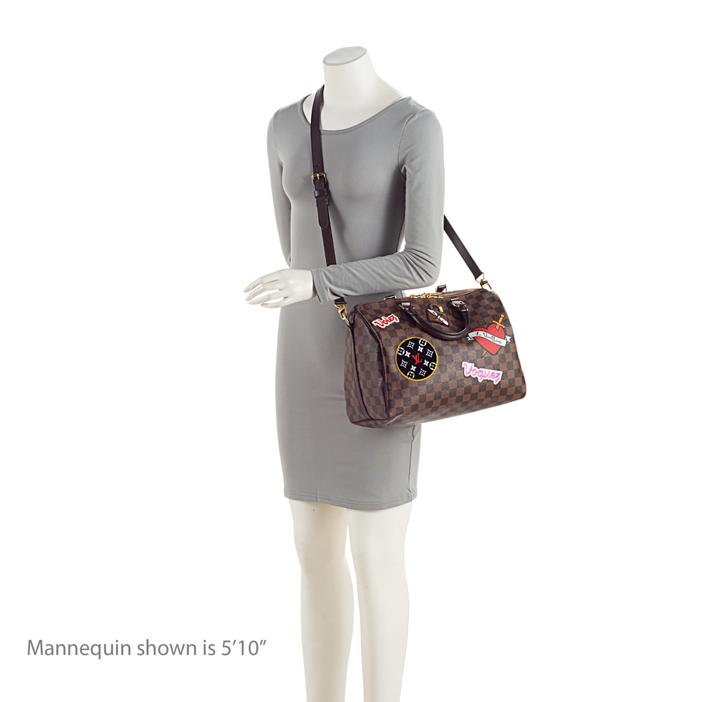 Louis Vuitton Limited Edition Damier Ebene Patches Speedy Bandouliere 30 Satchel (SHF-d85oKm)