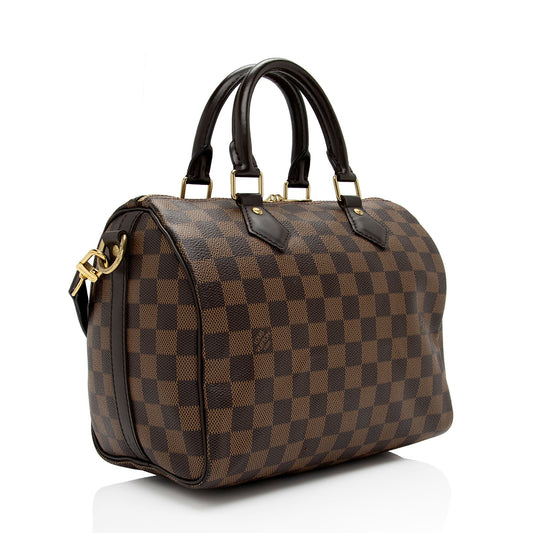 Louis Vuitton Damier Ebene Speedy Bandouliere 25 Satchel (SHF-El704A)