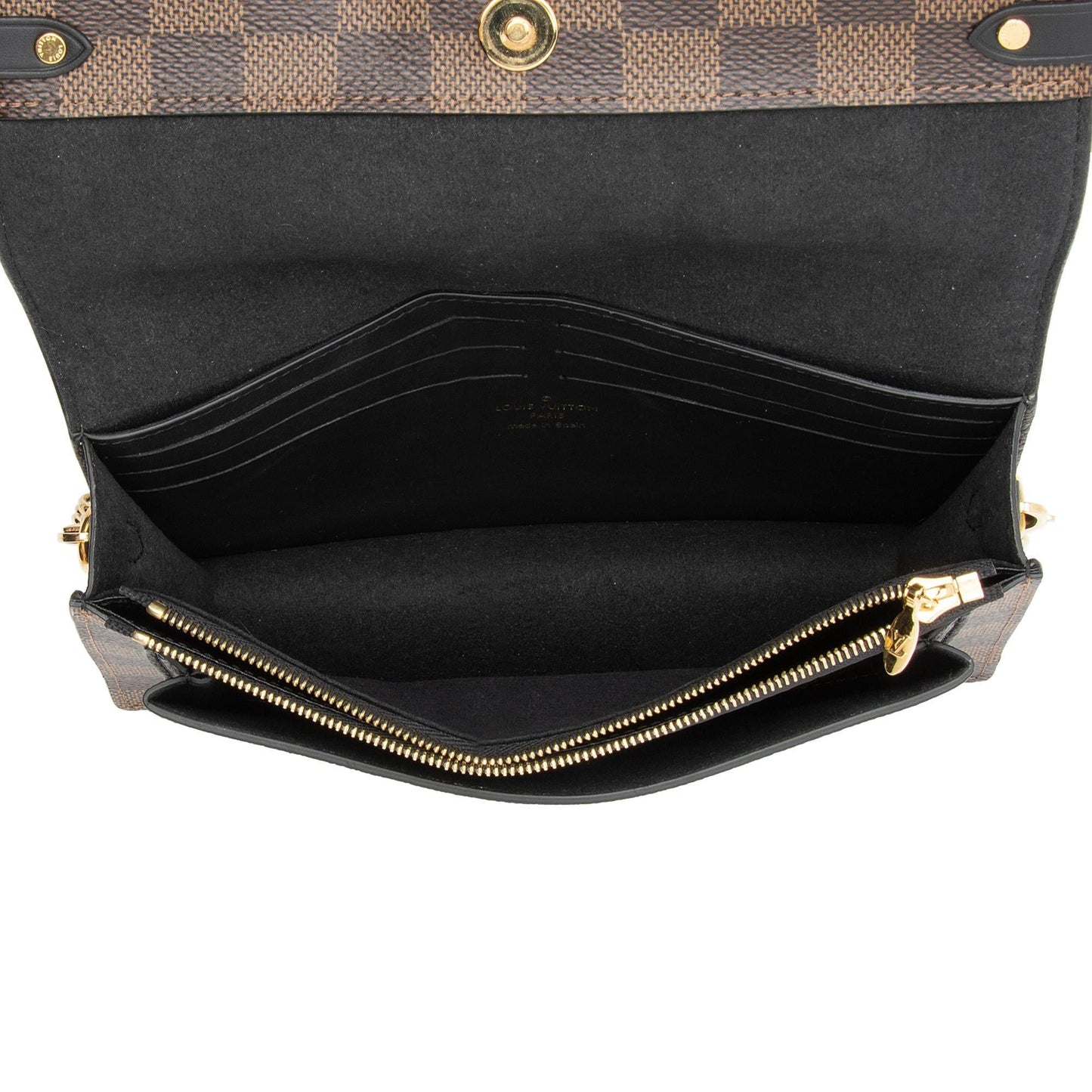 Louis Vuitton Damier Ebene Vavin Chain Wallet (SHF-Q7lkzh)