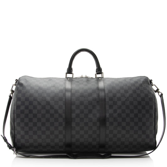 Louis Vuitton Damier Graphite Keepall Bandouliere 55 Duffel Bag (SHF-22704)