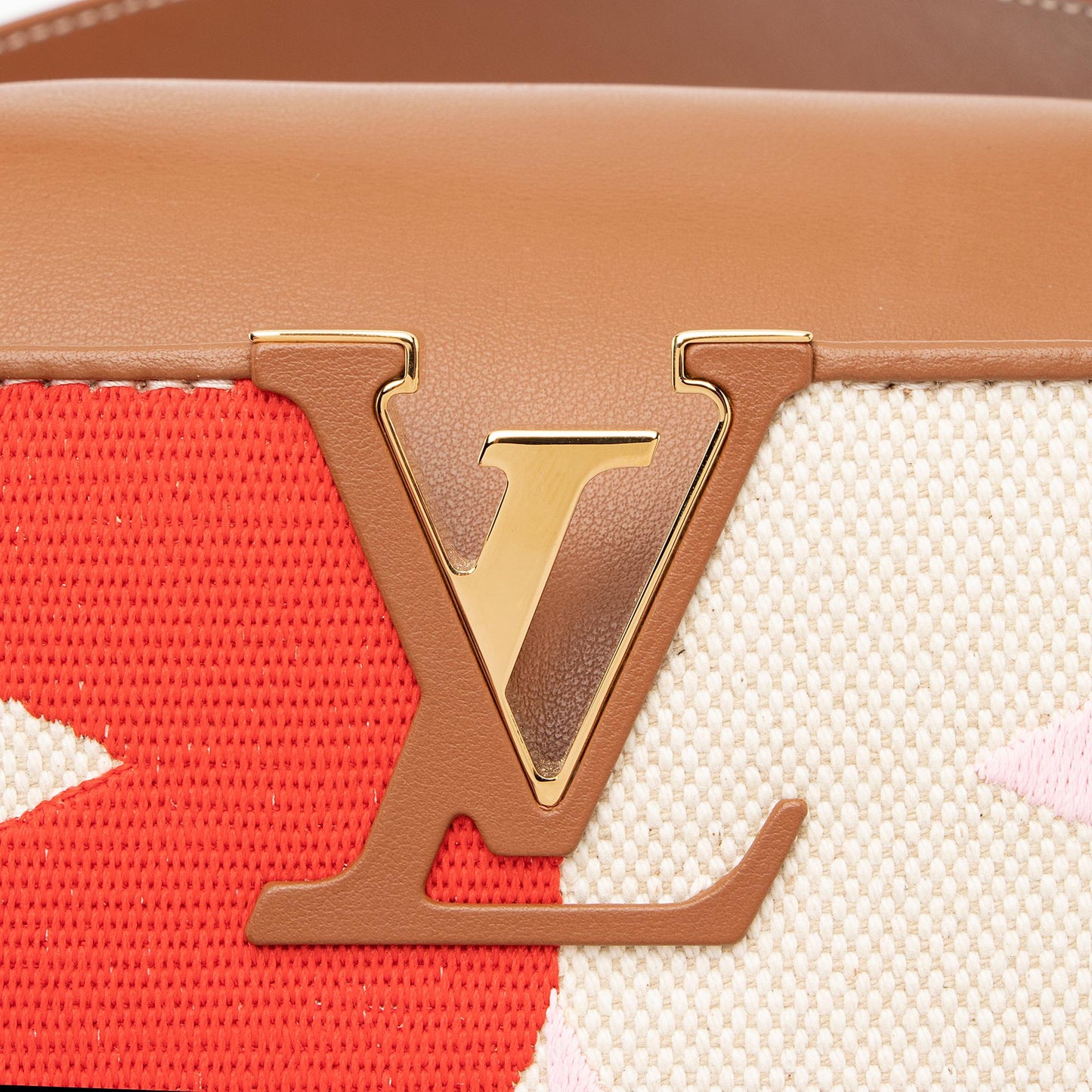 Louis Vuitton Giant Monogram Embroidered Canvas Calfskin Braided Capucines BB Bag (SHF-23587)