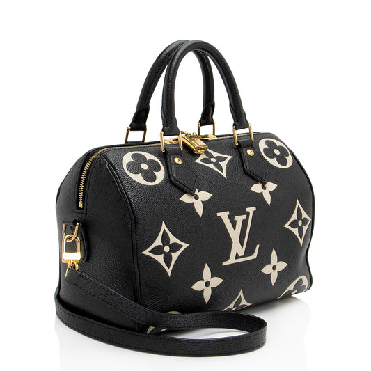 Louis Vuitton Giant Monogram Empreinte Bicolor Speedy Bandouliere 25 Satchel