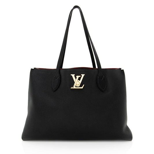 Louis Vuitton Grained Calfskin Lockme Shopper Tote -  (SHF-20058)