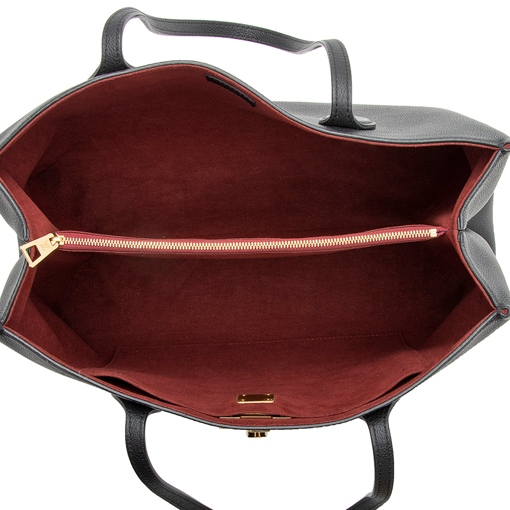 Louis Vuitton Grained Calfskin Lockme Shopper Tote (SHF-21964)