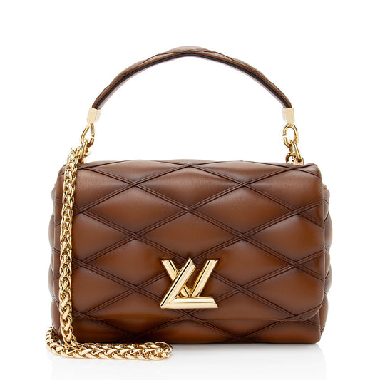 Louis Vuitton Lambskin Malletage GO-14 MM Top Handle (SHF-vVtcbn)