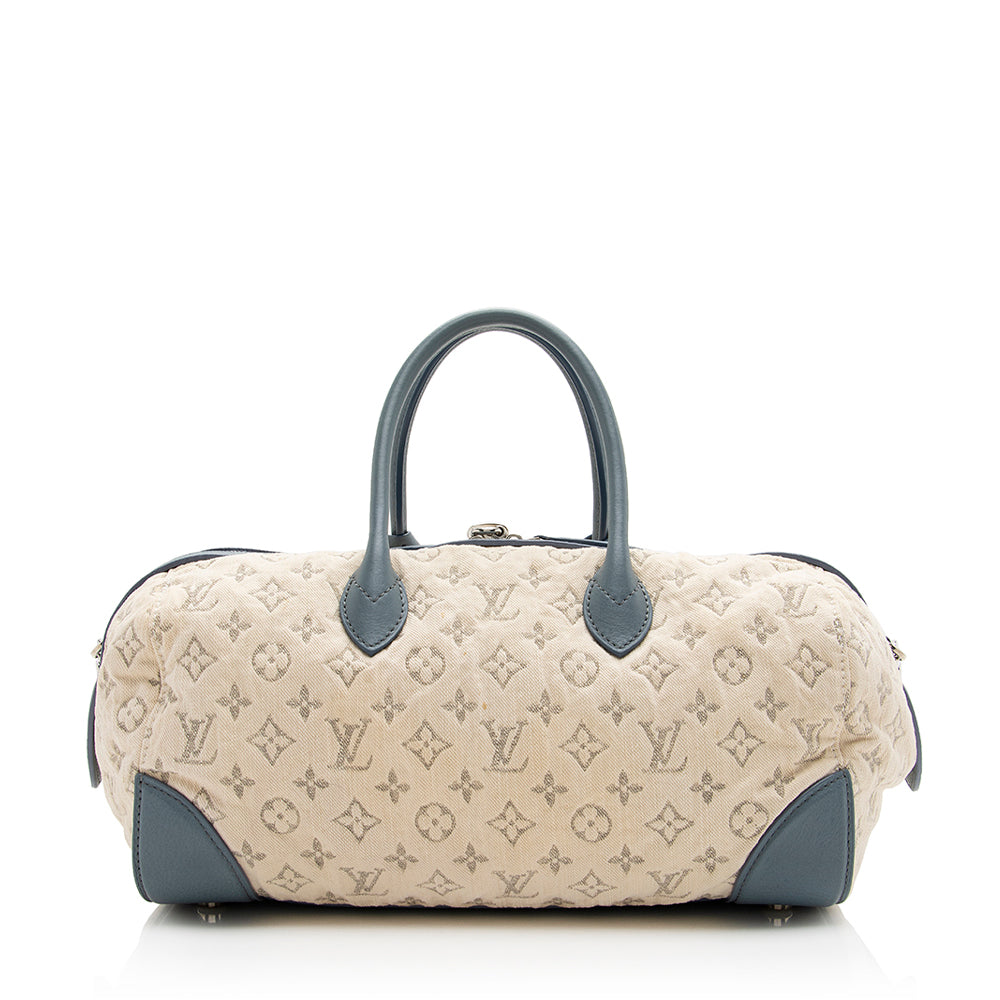 Louis Vuitton Limited Edition Blue Monogram Denim Speedy Round Bag -  (SHF-19800)