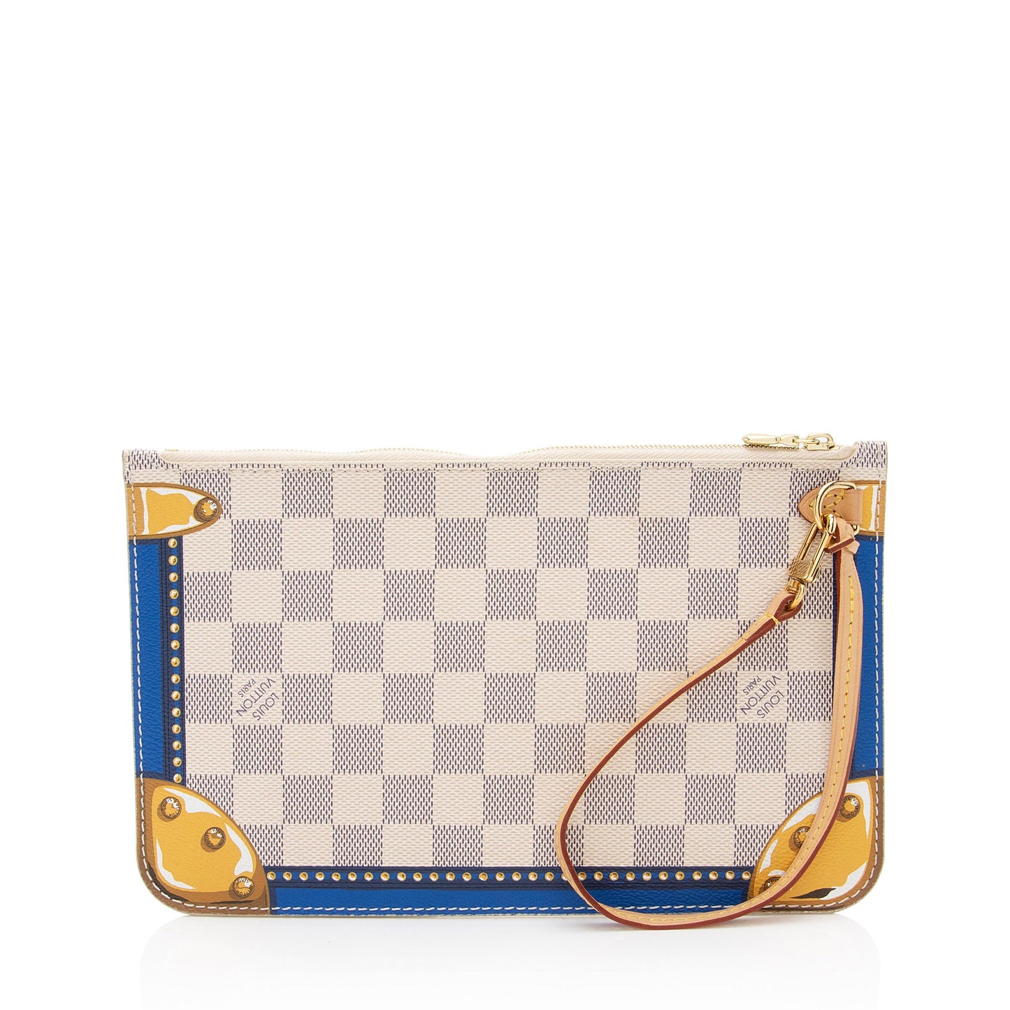 Louis Vuitton Limited Edition Damier Azur Summer Trunk Capri Neverfull MM Pochette (SHF-lY7JzC)