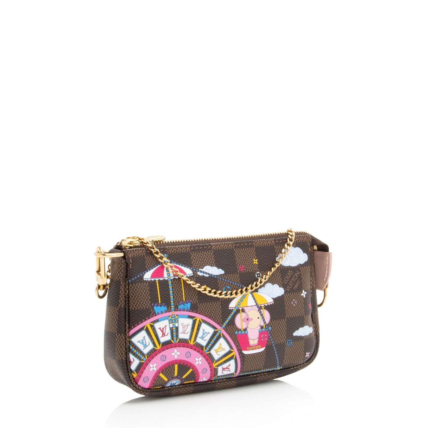 Louis Vuitton Limited Edition Damier Ebene Big Wheel Mini Pochette Accessoires (SHF-5CtGIM)