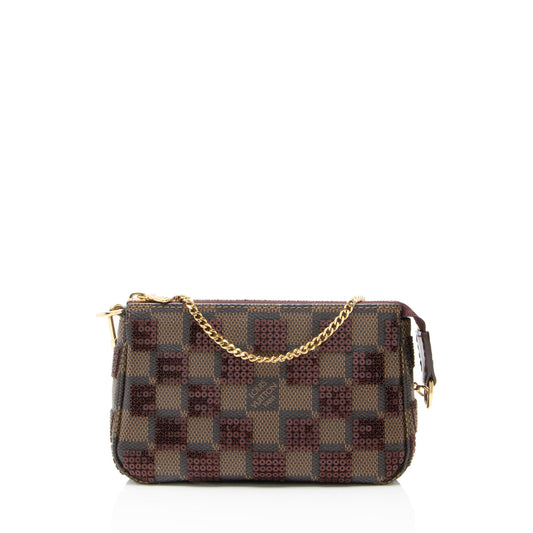 Louis Vuitton Limited Edition Damier Ebene Paillettes Mini Accessoires Pochette
