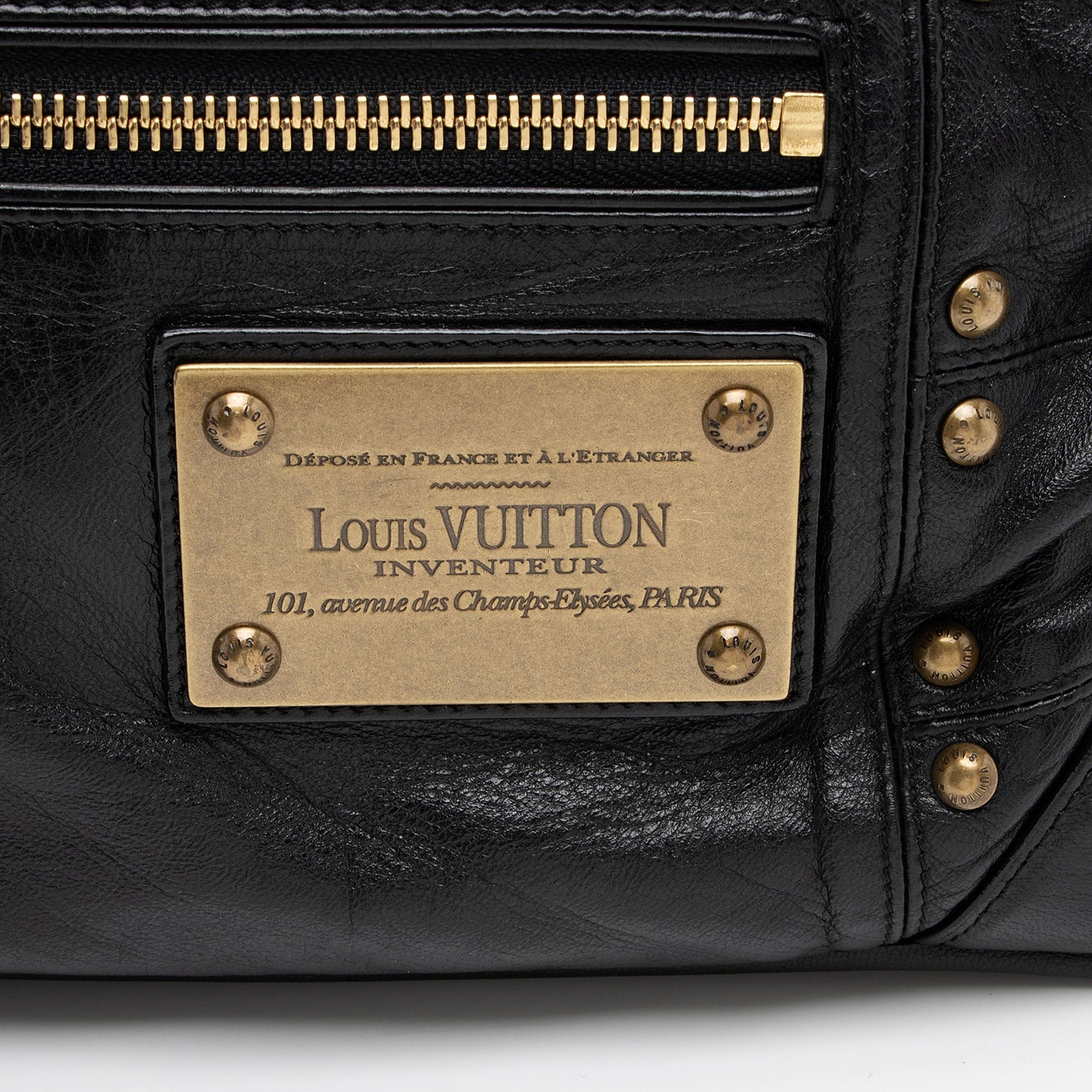 Louis Vuitton Limited Edition Lambskin Riveting Satchel (SHF-qoeOQg)