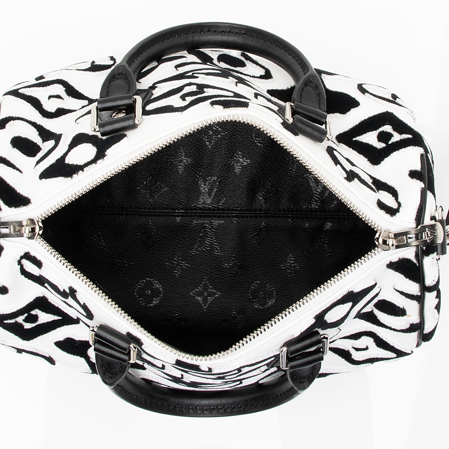 Louis Vuitton Limited Edition Tufted Monogram Canvas Urs Fischer Speedy Bandouliere 25 Satchel (SHF-23866)