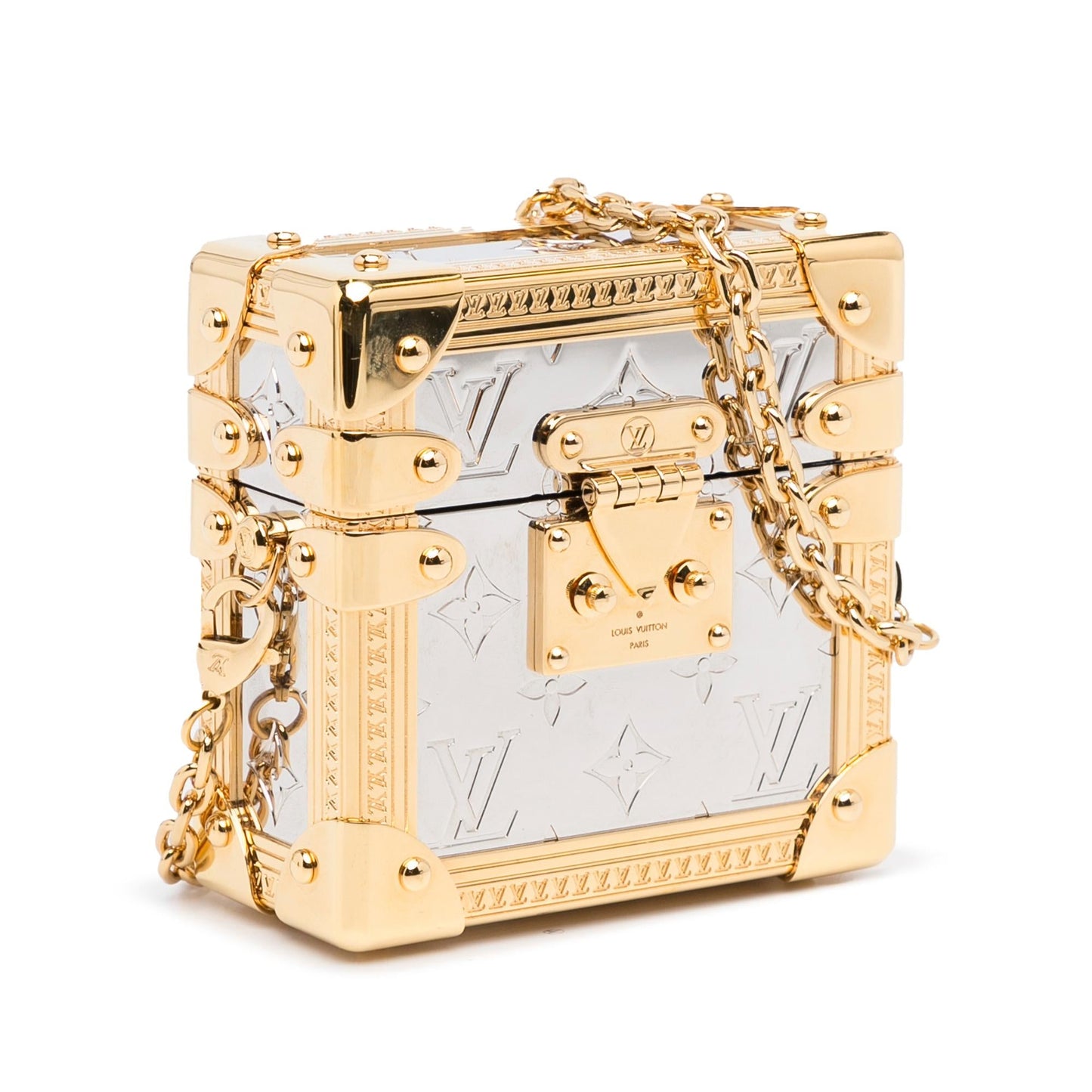 Louis Vuitton Mini Metallic Trunk Box with Chain (SHG-0lKTQn)