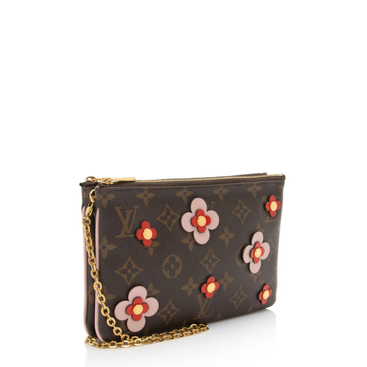 Louis Vuitton Monogram Canvas Blooming Flowers Double Zip Pochette (SHF-1wiy9L)