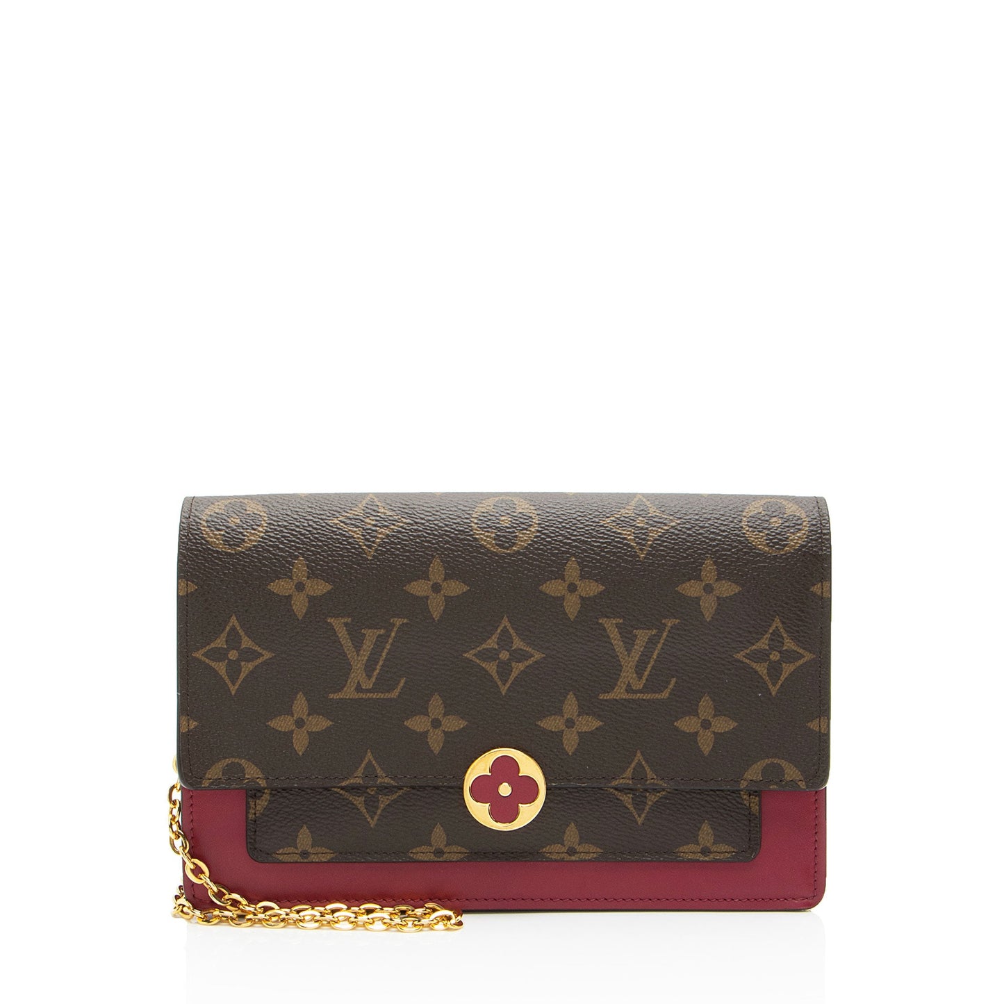 Louis Vuitton Monogram Canvas Flore Chain Wallet (SHF-Lu1wBf)