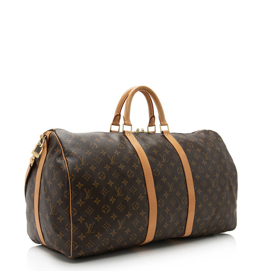 Louis Vuitton Monogram Canvas Keepall Bandouliere 55 Duffle Bag (SHF-21774)