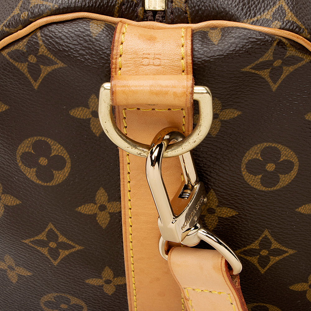 Louis Vuitton Monogram Canvas Keepall Bandouliere 55 Duffle Bag (SHF-22086)