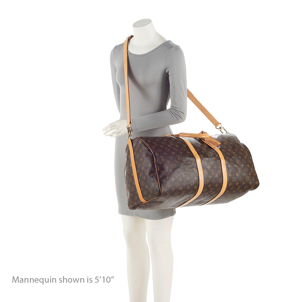 Louis Vuitton Monogram Canvas Keepall Bandouliere 55 Duffle Bag (SHF-22086)