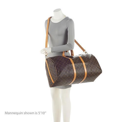 Louis Vuitton Monogram Canvas Keepall Bandouliere 55 Duffle Bag (SHF-qBIEjn)