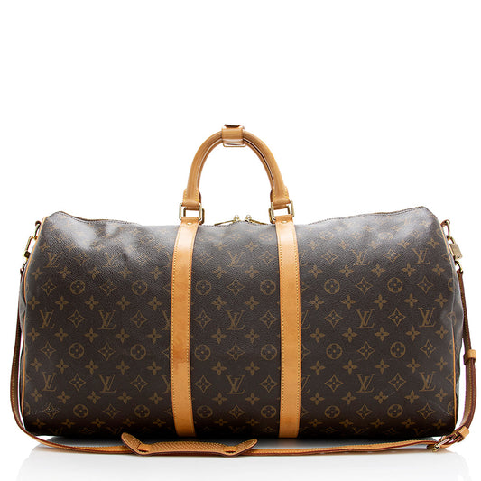 Louis Vuitton Monogram Canvas Keepall Bandouliere 55 Dufflel Bag (SHF-19503)