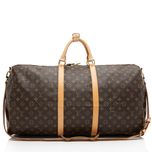Louis Vuitton Monogram Canvas Keepall Bandouliere 60 Duffle Bag (SHF-4fYsK1)