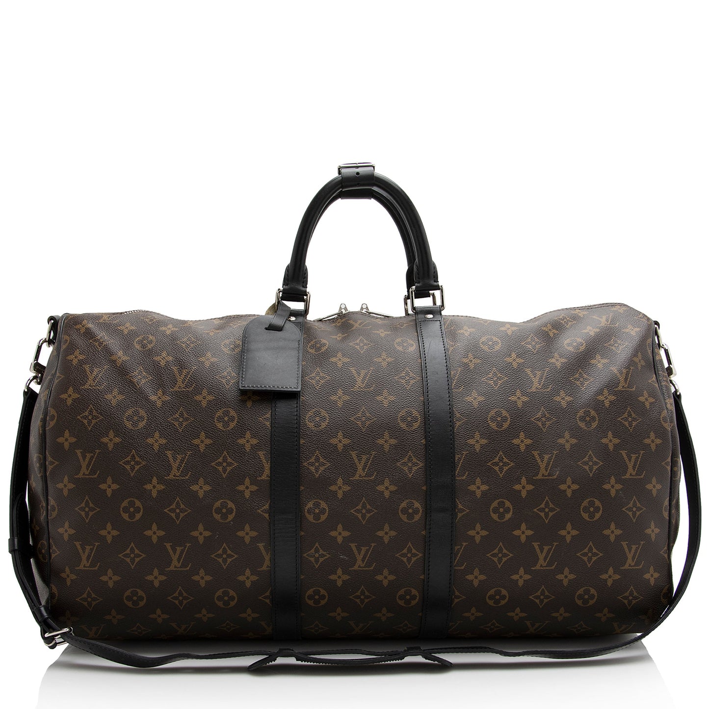 Louis Vuitton Monogram Canvas Macassar Keepall Bandouliere 55 Duffle Bag (SHF-22191)