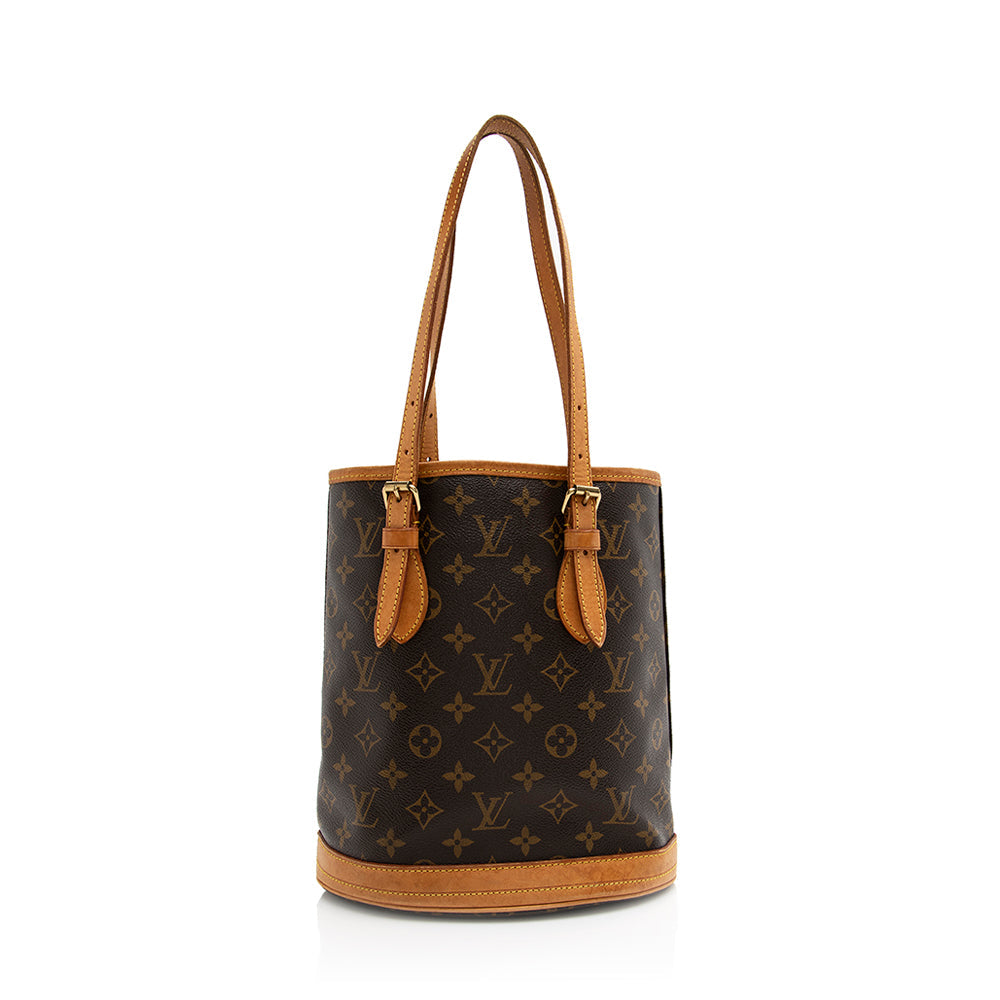 Louis Vuitton Monogram Canvas Petit Bucket Tote (SHF-21305)