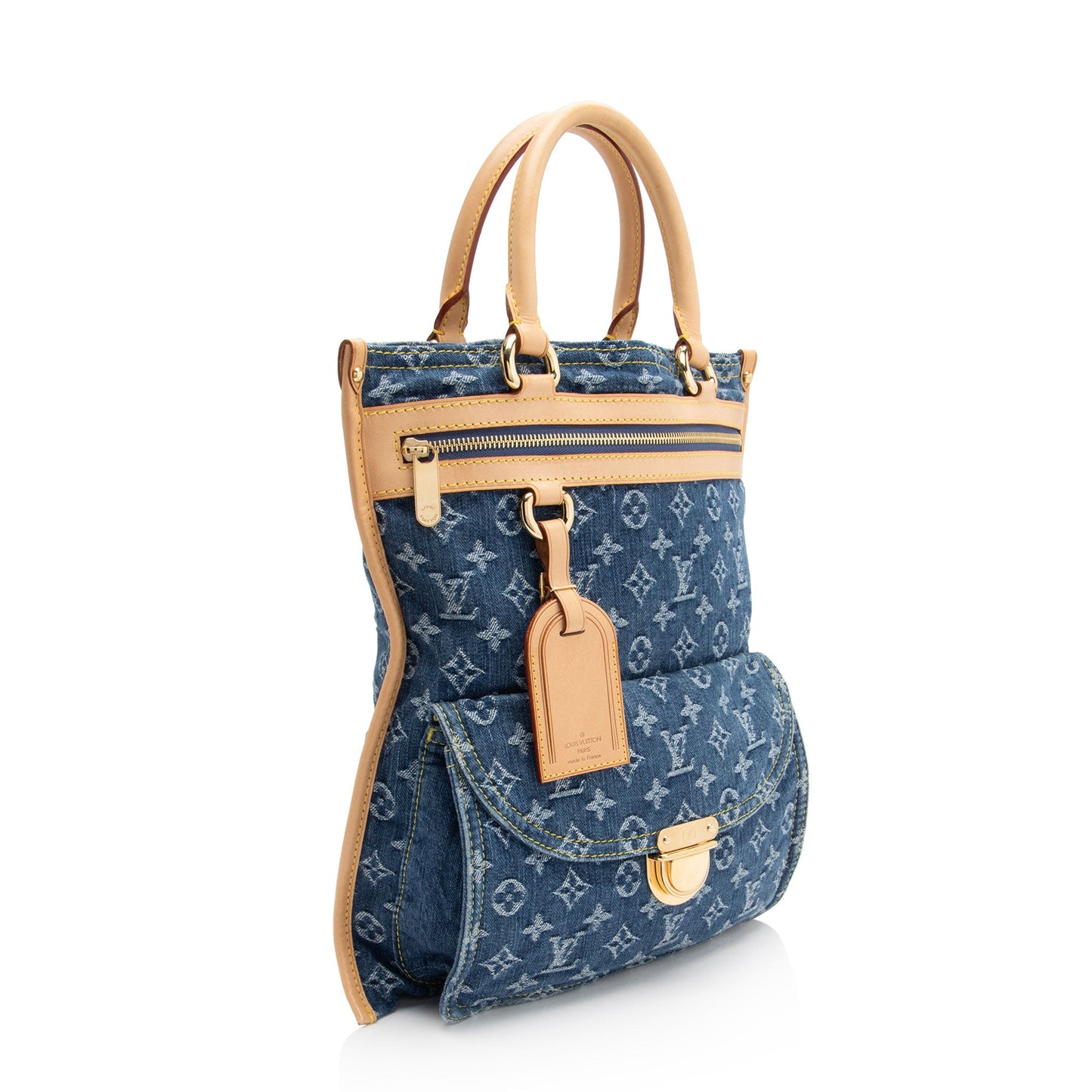 Louis Vuitton Monogram Denim Sac Plat Tote (SHF-6HsEei)