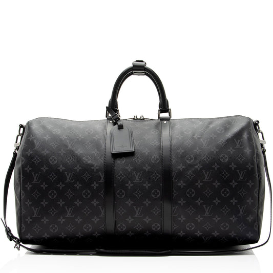 Louis Vuitton Monogram Eclipse Keepall 55 Bandouliere Duffle Bag (SHF-34JbTV)
