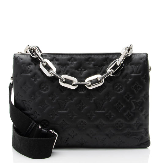 Louis Vuitton Monogram Embossed Lambskin Coussin MM Shoulder Bag (SHF-c3KGRN)