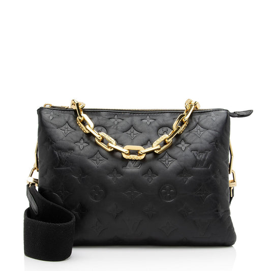 Louis Vuitton Monogram Embossed Lambskin Coussin PM Shoulder Bag (SHF-4qrMA6)