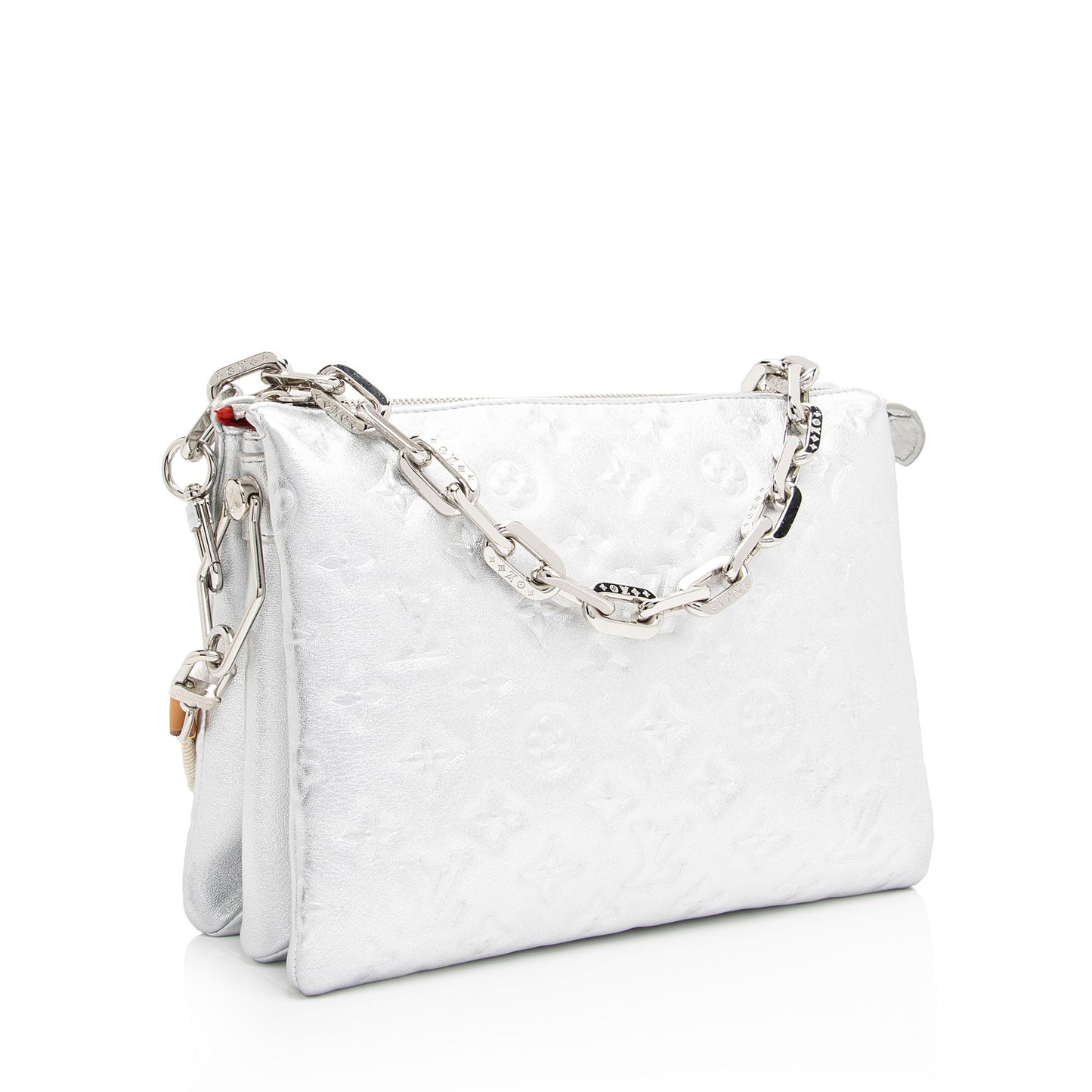 Louis Vuitton Monogram Embossed Metallic Lambskin Coussin PM Shoulder Bag (SHF-vZC5uL)