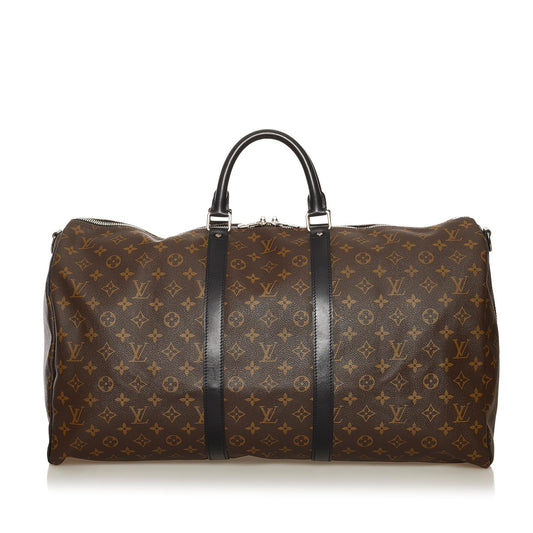 Louis Vuitton Monogram Macassar Keepall Bandouliere 55 (SHG-34578)