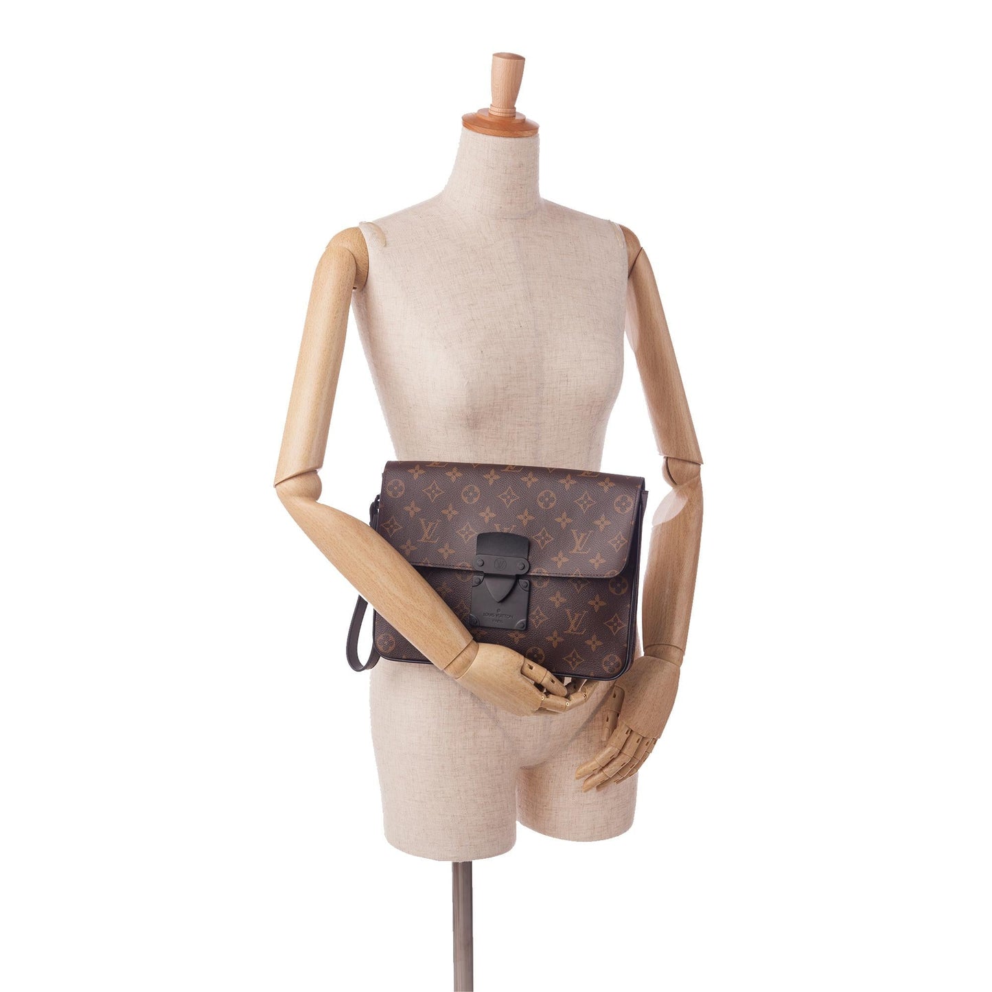 Louis Vuitton Monogram Macassar S Lock A4 Pouch (SHG-7uwojo)
