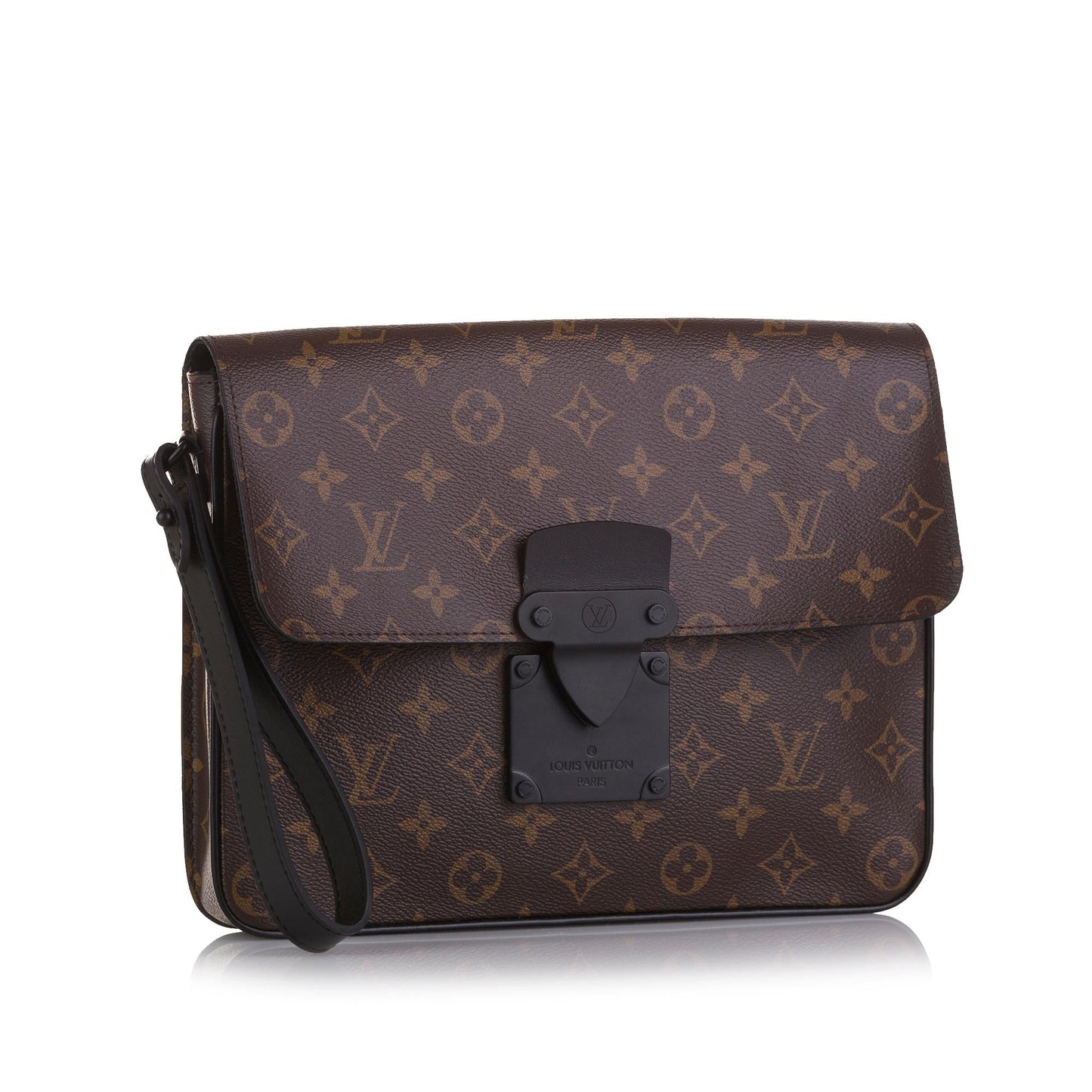 Louis Vuitton Monogram Macassar S Lock A4 Pouch (SHG-7uwojo)