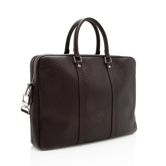 Louis Vuitton Taiga Leather Porte Documents Voyage Briefcase (SHF-18195)