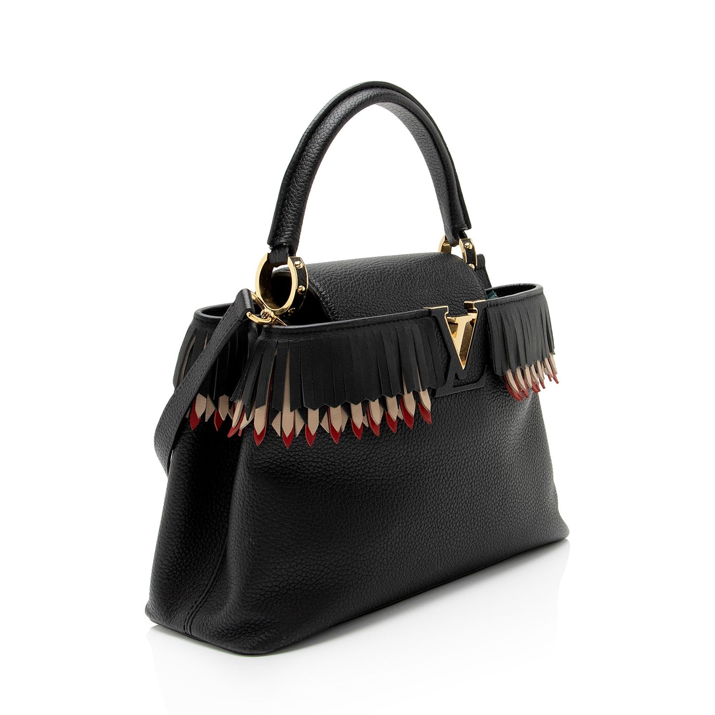 Louis Vuitton Taurillon Fringe Capucines BB Bag (SHF-hlIFH5)