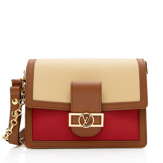 Louis Vuitton Taurillon Leather Dauphine MM Shoulder Bag (SHF-ZlkYV5)