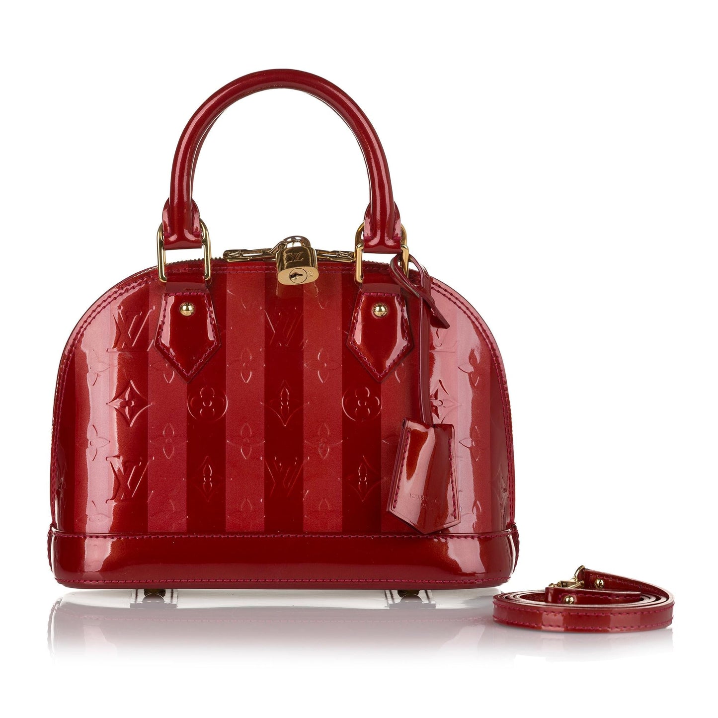 Louis Vuitton Vernis Rayures Alma BB (SHG-35013)