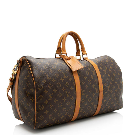 Louis Vuitton Vintage Monogram Canvas Keepall Bandouliere 50 Duffle Bag (SHF-21765)