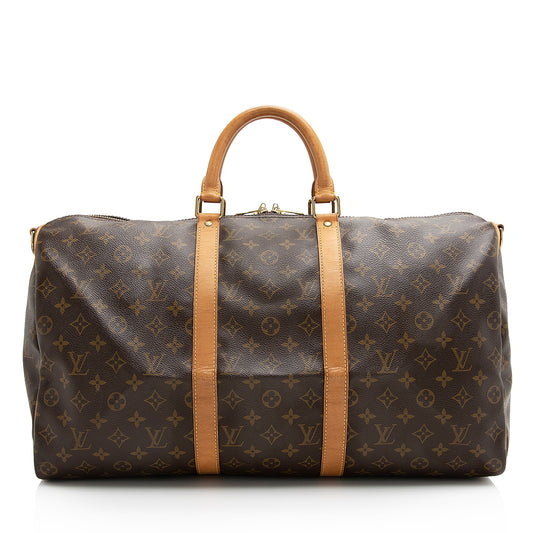 Louis Vuitton Vintage Monogram Canvas Keepall Bandouliere 50 Duffle Bag (SHF-22496)
