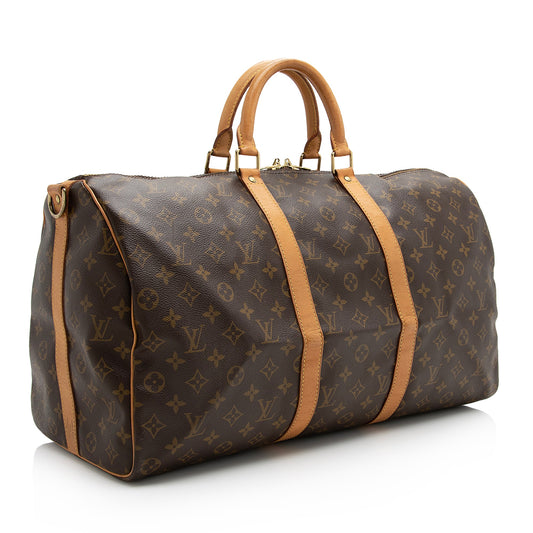 Louis Vuitton Vintage Monogram Canvas Keepall Bandouliere 50 Duffle Bag (SHF-22496)